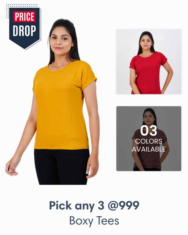Pick Any 3 Women Boxy Tees Combo