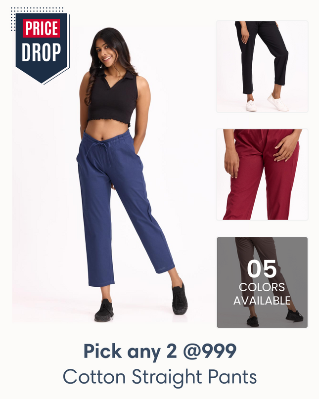 Pick Any 2 Women Straight Pant Combo