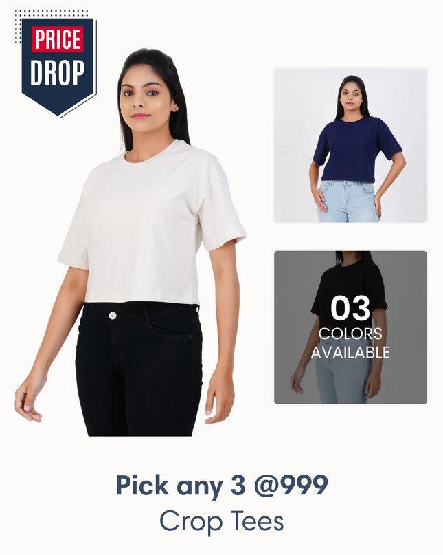 Pick Any 3 Women Crop Tees Combo