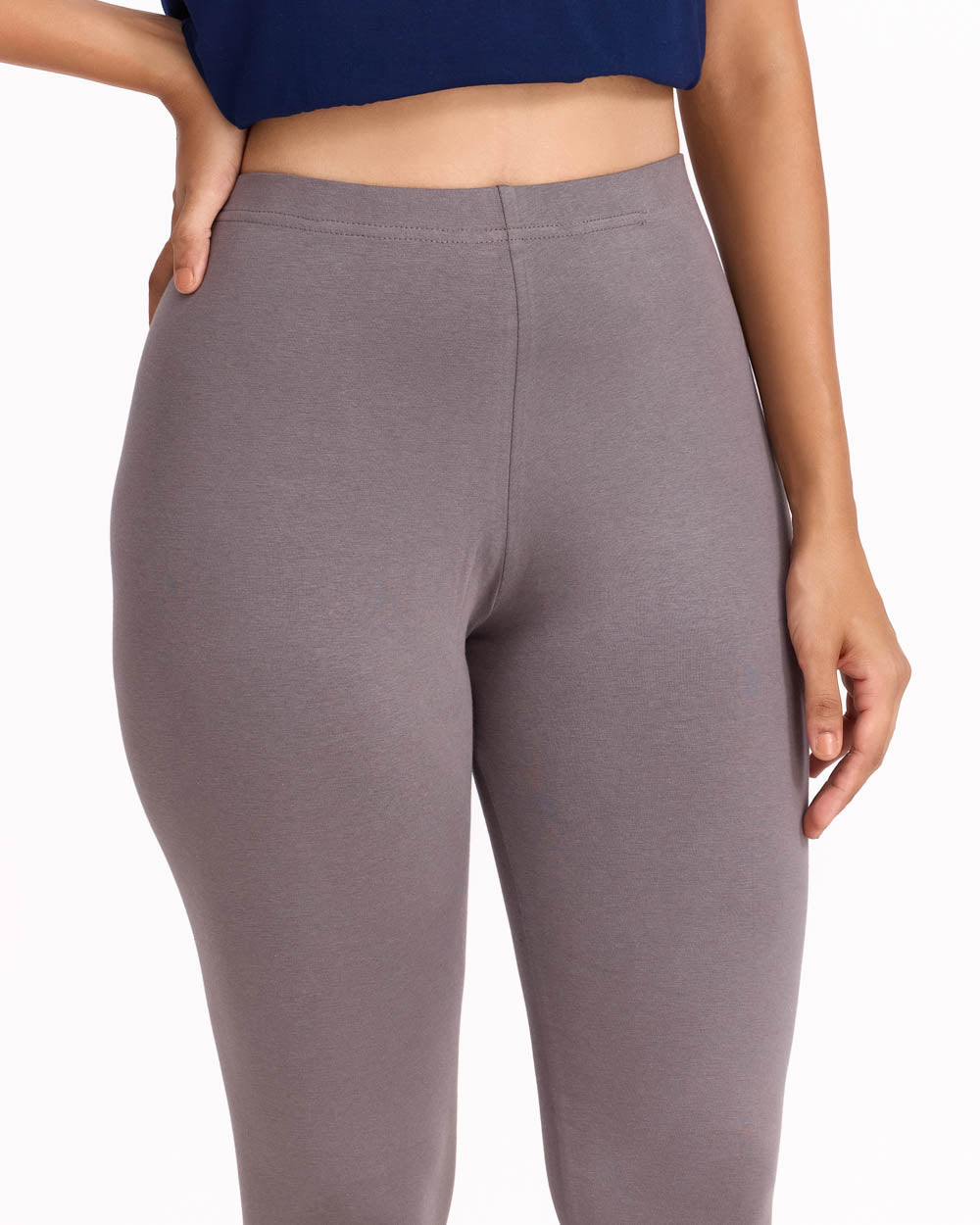 Women Cotton Ankle Legging Grey