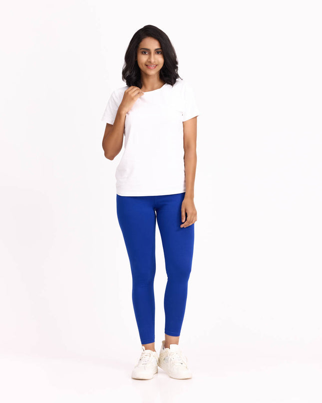 Women Cotton Ankle Legging - Royal Blue