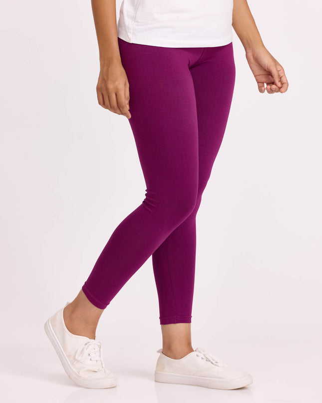 Women Cotton Ankle Legging - Dark Purple