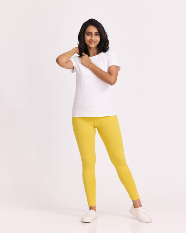 Women Cotton Ankle Legging - Light Lime