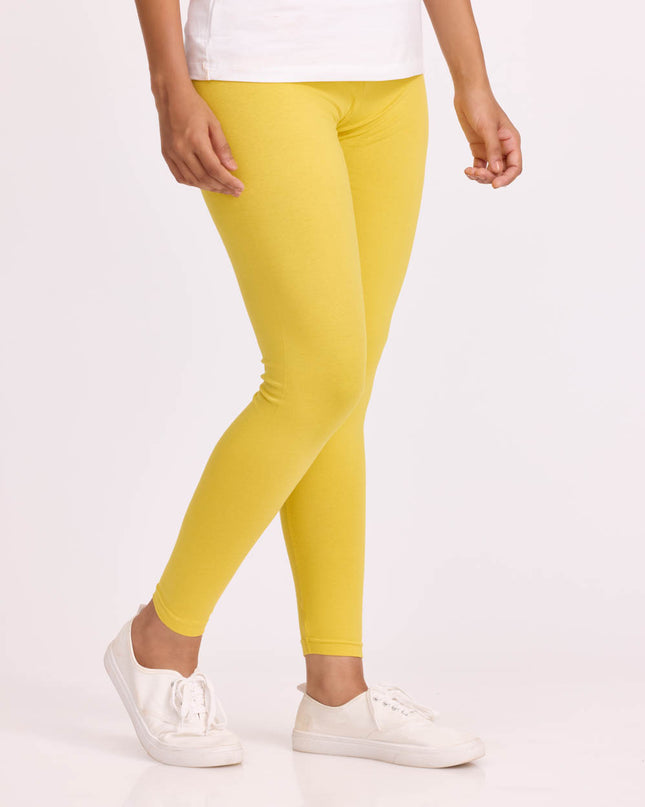 Women Cotton Ankle Legging - Light Lime