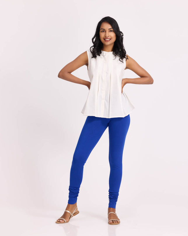 Women Royal Blue Cotton Churidar Leggings