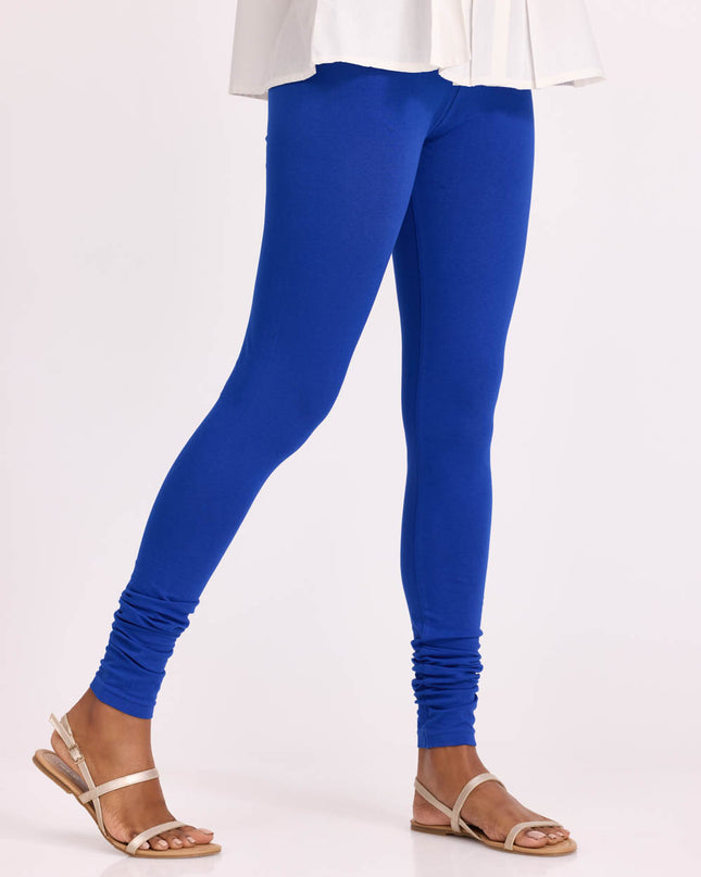 Women Royal Blue Cotton Churidar Leggings