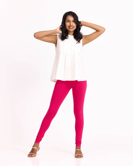 Women Fuchsia Cotton Churidar Leggings