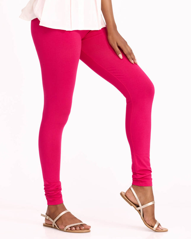 Women Fuchsia Cotton Churidar Leggings