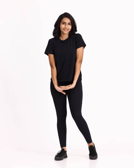 Cotton Ankle Legging - Black