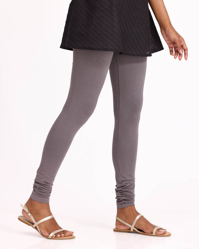 Women Grey Graphite Cotton Churidar Leggings