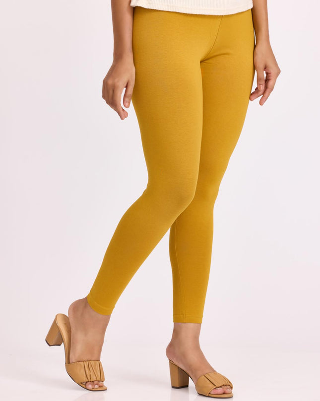 Women Cotton Ankle Legging - Mustard