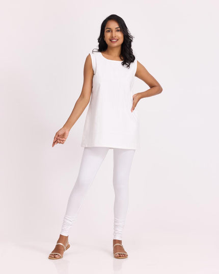 Women White Cotton Churidar Leggings