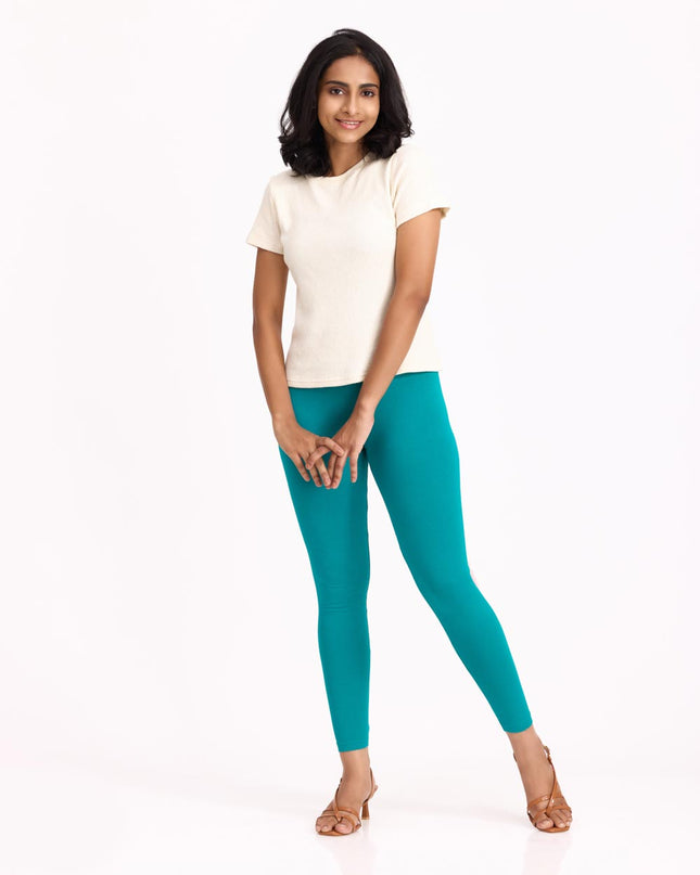 Women Cotton Ankle Legging - Jade Green