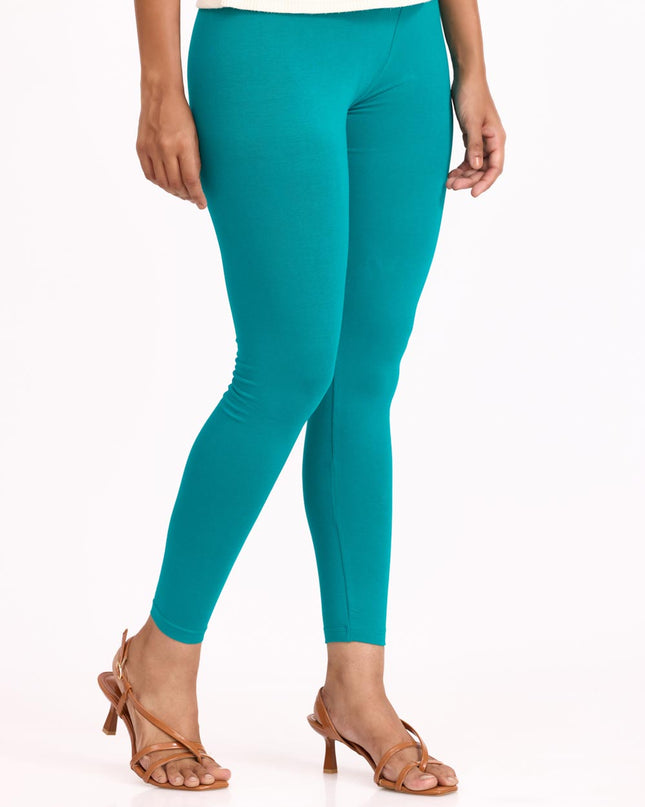 Women Cotton Ankle Legging - Jade Green