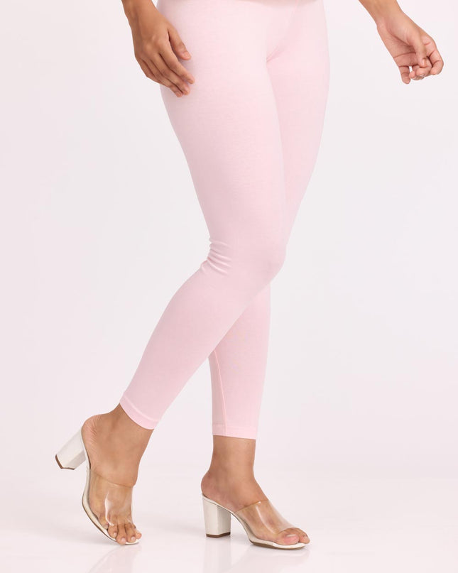 Women Cotton Ankle Legging - Baby Pink