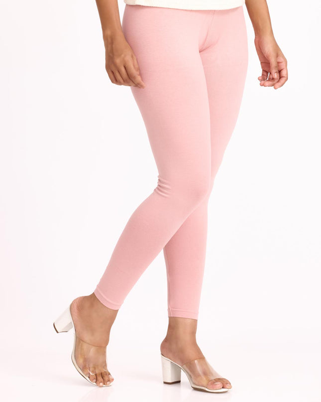 Women Cotton Ankle Legging - Peach Pink