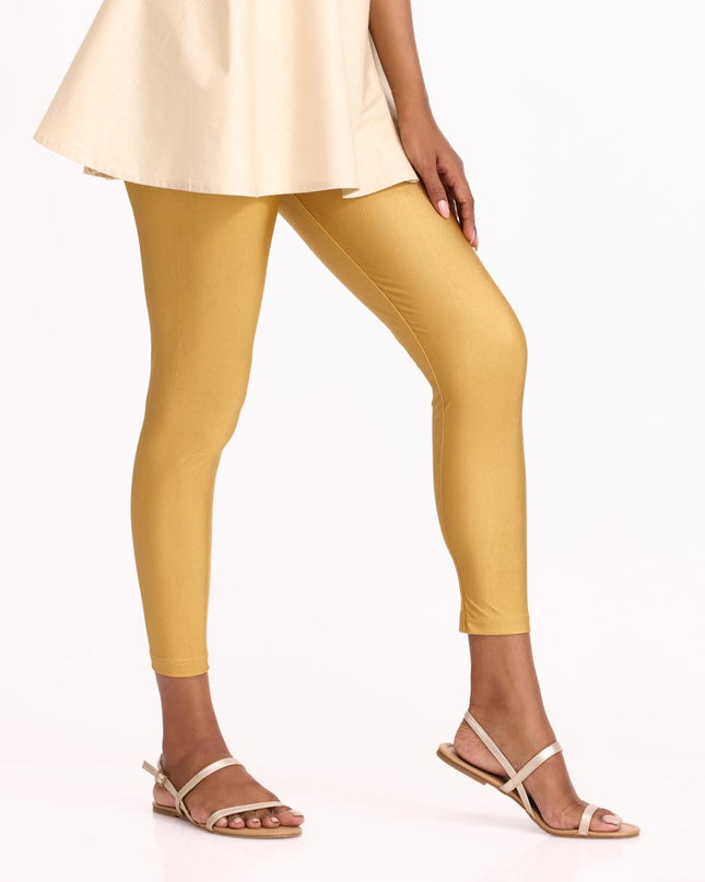 Women Yellow Gold Shimmer Leggings