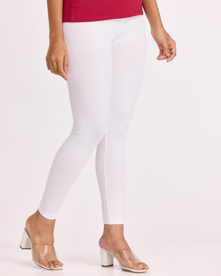 Cotton Ankle Legging - White