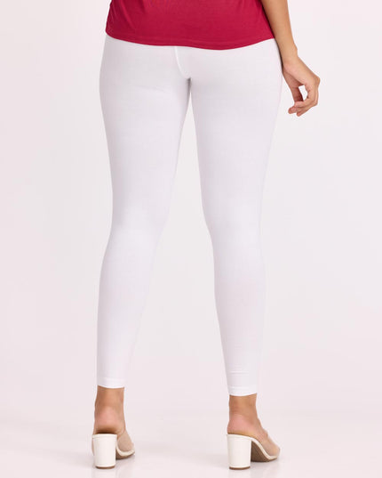 Cotton Ankle Legging - White