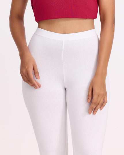 Cotton Ankle Legging - White