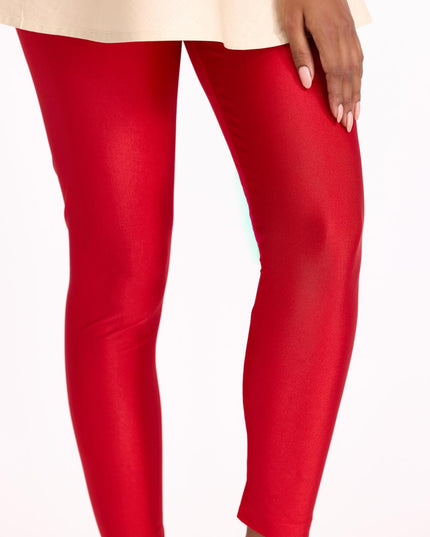 Women Red Wine Shimmer Leggings