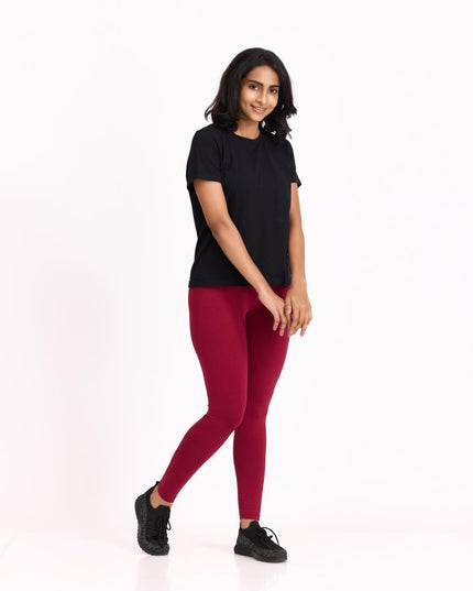 Women Cotton Ankle Legging - Maroon