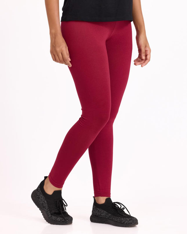 Women Cotton Ankle Legging - Maroon