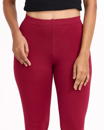 Women Cotton Ankle Legging - Maroon