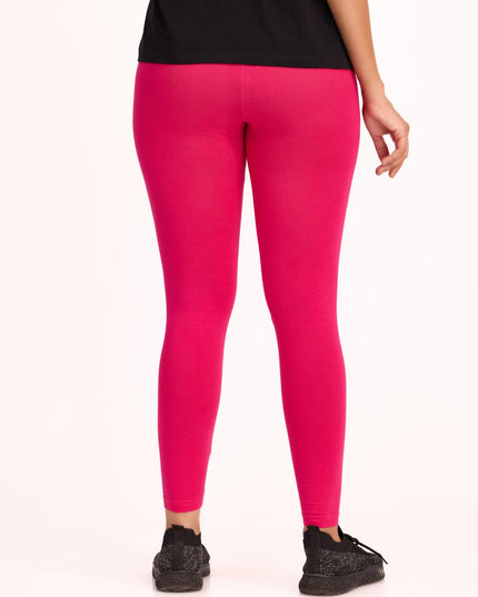 Women Cotton Ankle Legging - Fuchsia