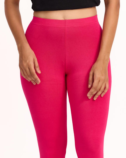 Women Cotton Ankle Legging - Fuchsia