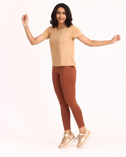 Women Cotton Ankle Legging - Coco Brown