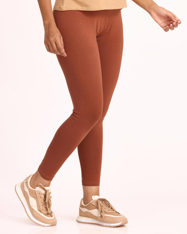 Women Cotton Ankle Legging - Coco Brown