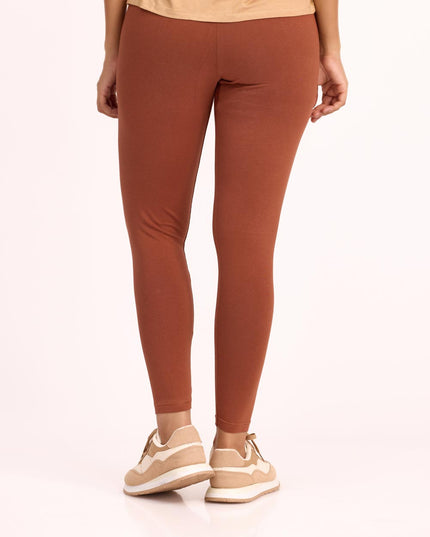 Women Cotton Ankle Legging - Coco Brown