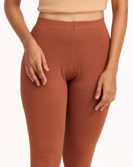 Women Cotton Ankle Legging - Coco Brown