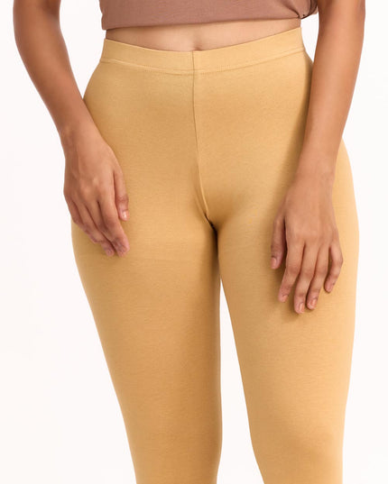 Women Cotton Ankle Legging - Wheat