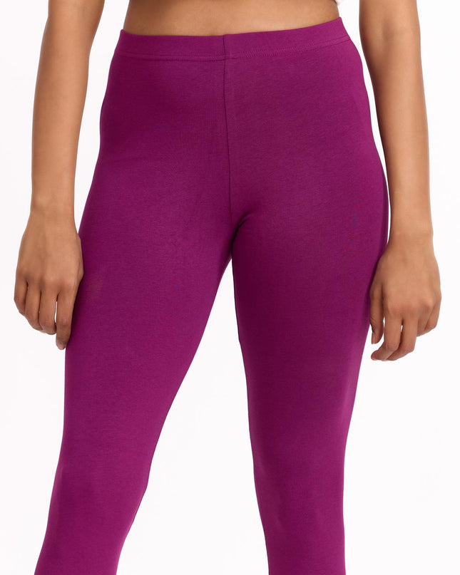 Women Cotton Cropped Leggings - Dark Purple