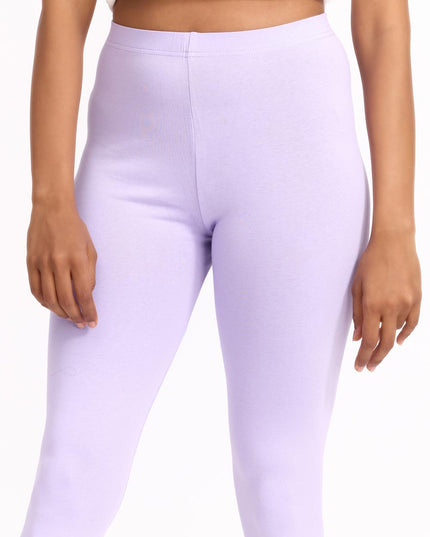 Women Cotton Cropped Leggings - lavender