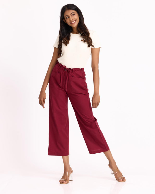 Women Flare Pants - Maroon