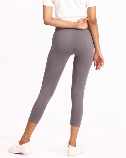 Women Cotton Cropped Leggings - Grey