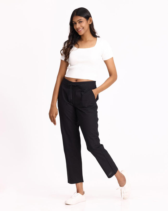 Women Straight Pants - Black