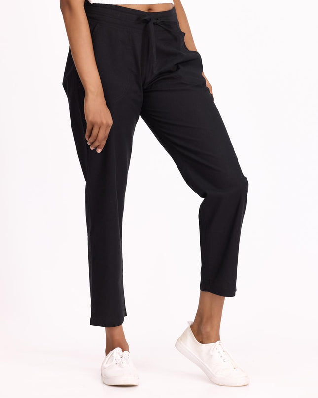 Women Straight Pants - Black