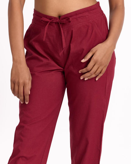 Women Straight Pants - Maroon