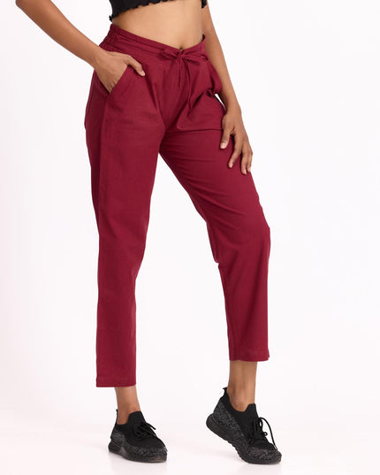 Women Straight Pants - Maroon