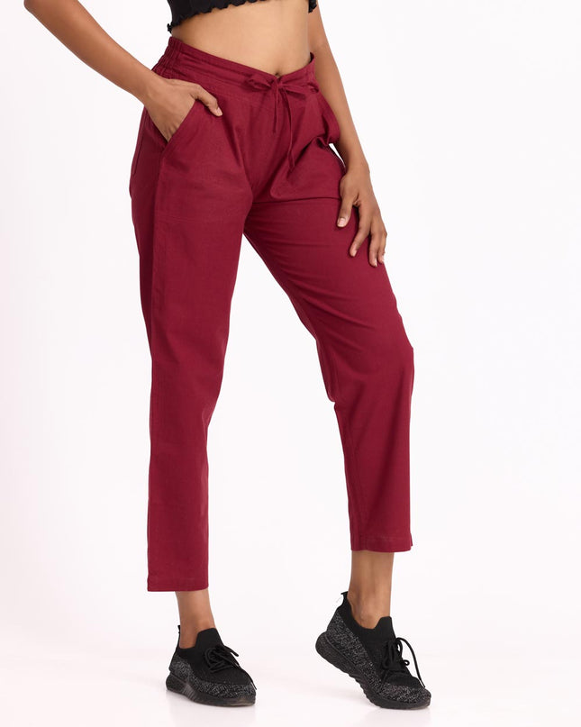 Women Straight Pants - Maroon