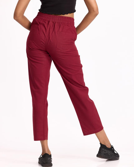 Women Straight Pants - Maroon