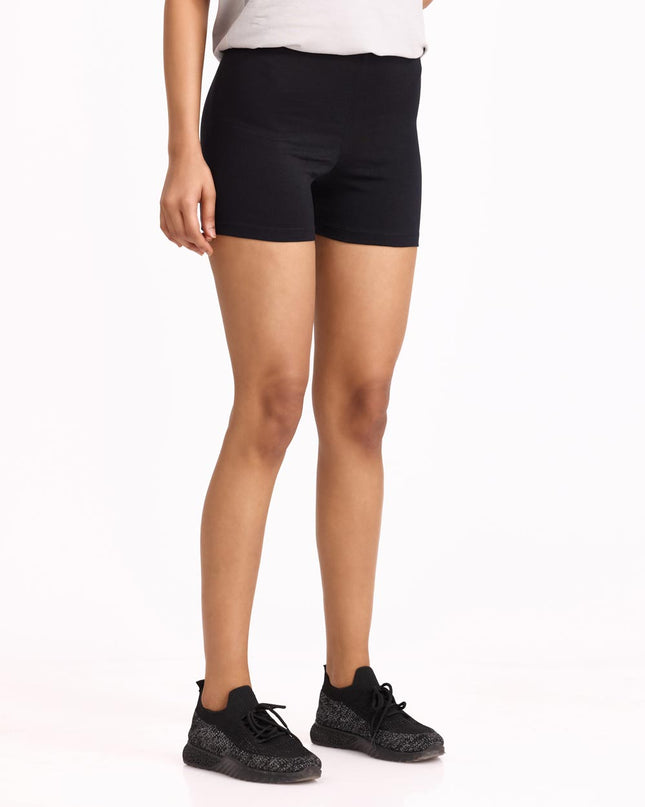 Women Black Cotton Anti - Chafing Shorties