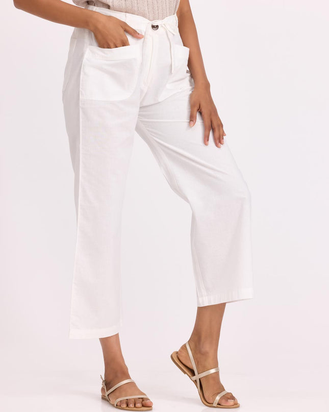 Women Flare Pants - White