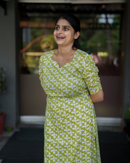 Leaf Printed Green Top