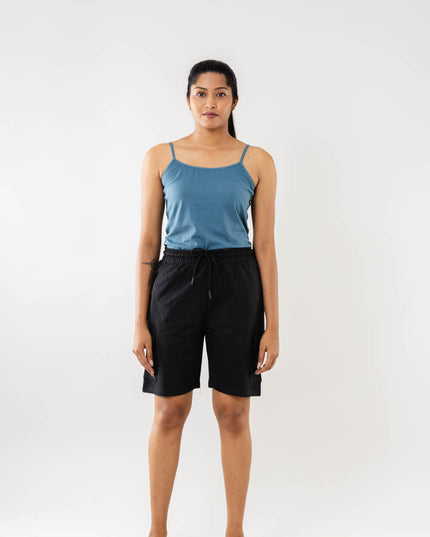 Women Cargo Bermudas Shorts - Black