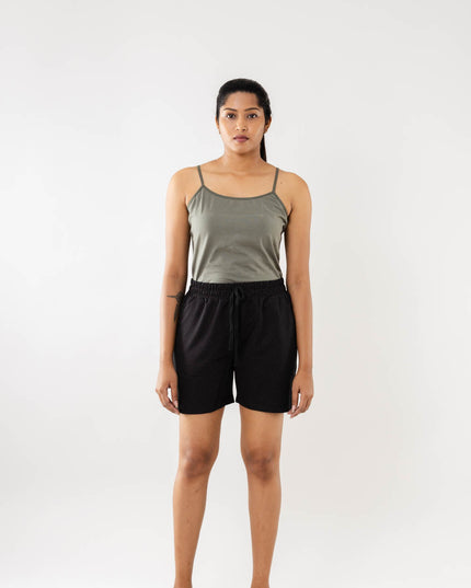 Women Cargo Bermudas Shorts - Black Dot Print